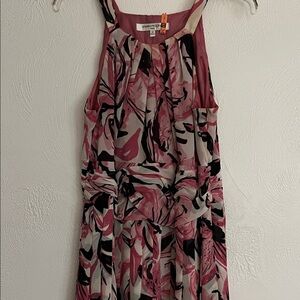 Evan Picone Pink and Black Abstract Dress